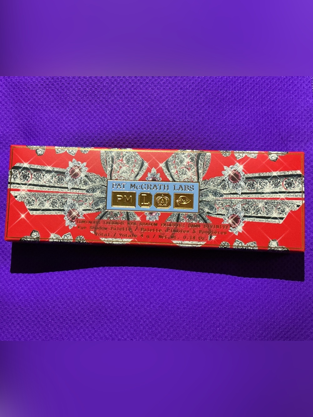 Pat McGrath Red and Silver Jeweled Eyeshadow Palette Box